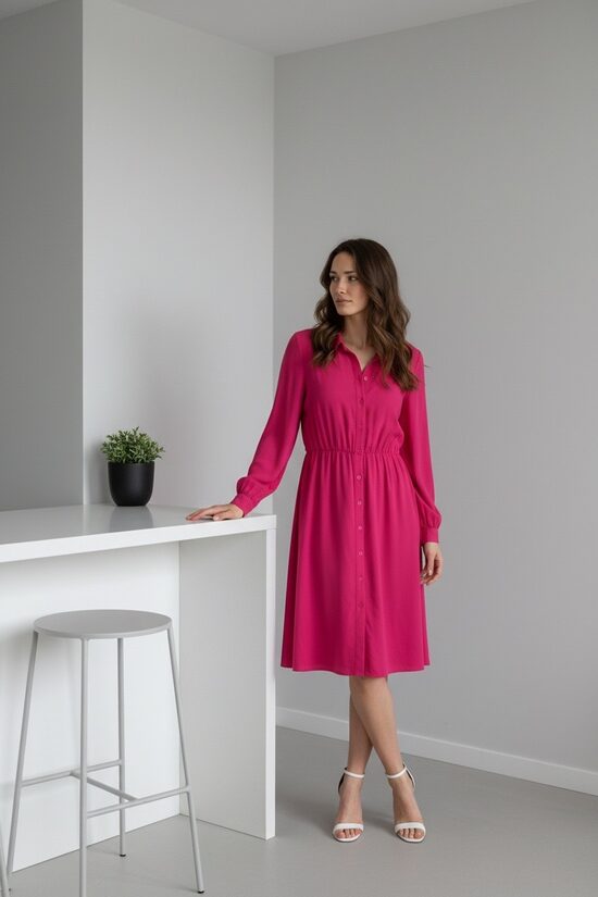 Fuksijas krāsas kleita